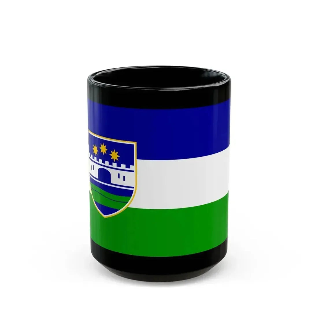 Flag of Una Sana Canton Bosnia and Herzegovina - Black Coffee Mug 15oz - Go Mug Yourself