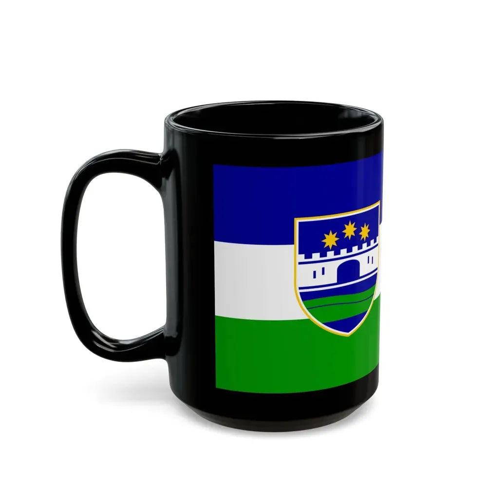 Flag of Una Sana Canton Bosnia and Herzegovina - Black Coffee Mug - Go Mug Yourself