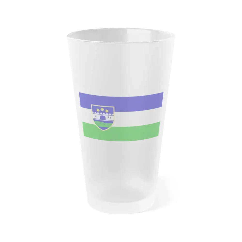 Flag of Una Sana Canton Bosnia and Herzegovina - Frosted Pint Glass 16oz 16oz Frosted - Go Mug Yourself