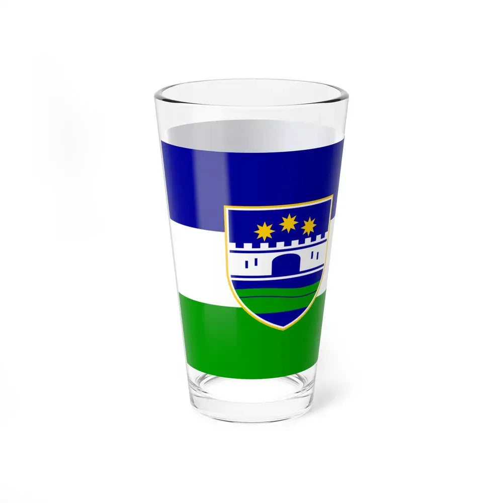 Flag of Una Sana Canton Bosnia and Herzegovina - Pint Glass 16oz - Go Mug Yourself