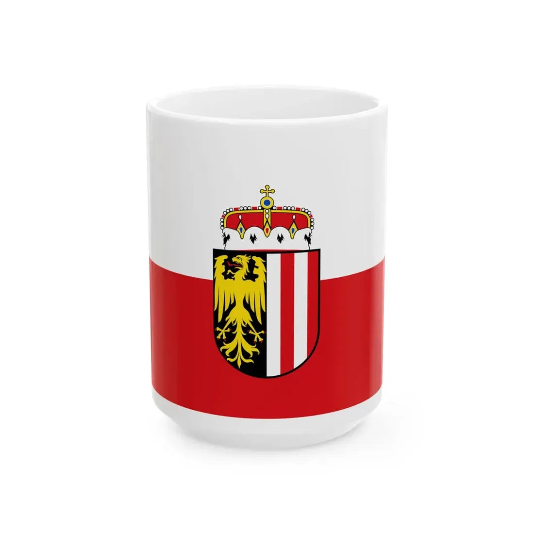 Flag of Upper Austria state (Austria) White Coffee Mug 15oz - Go Mug Yourself
