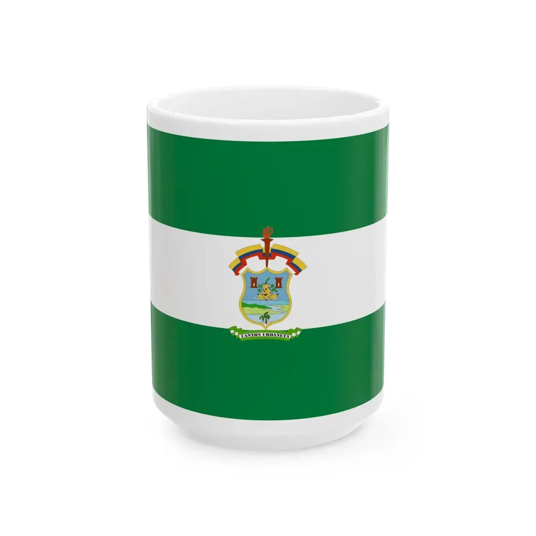 Flag of Urdaneta (Ecuador) White Coffee Mug 15oz - Go Mug Yourself
