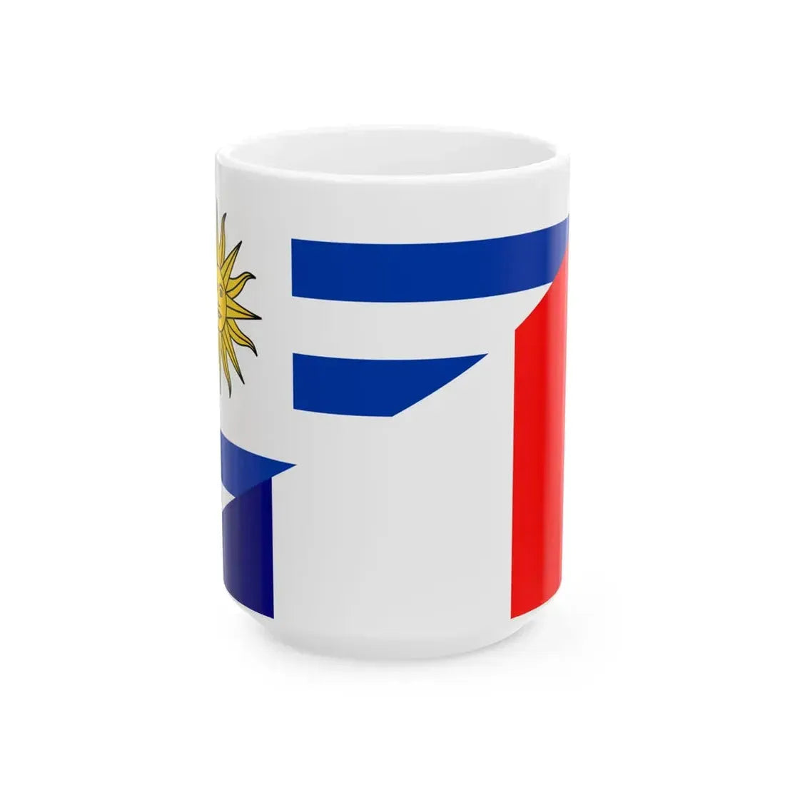 Flag of Uruguay and France (France) White Coffee Mug 15oz - Go Mug Yourself