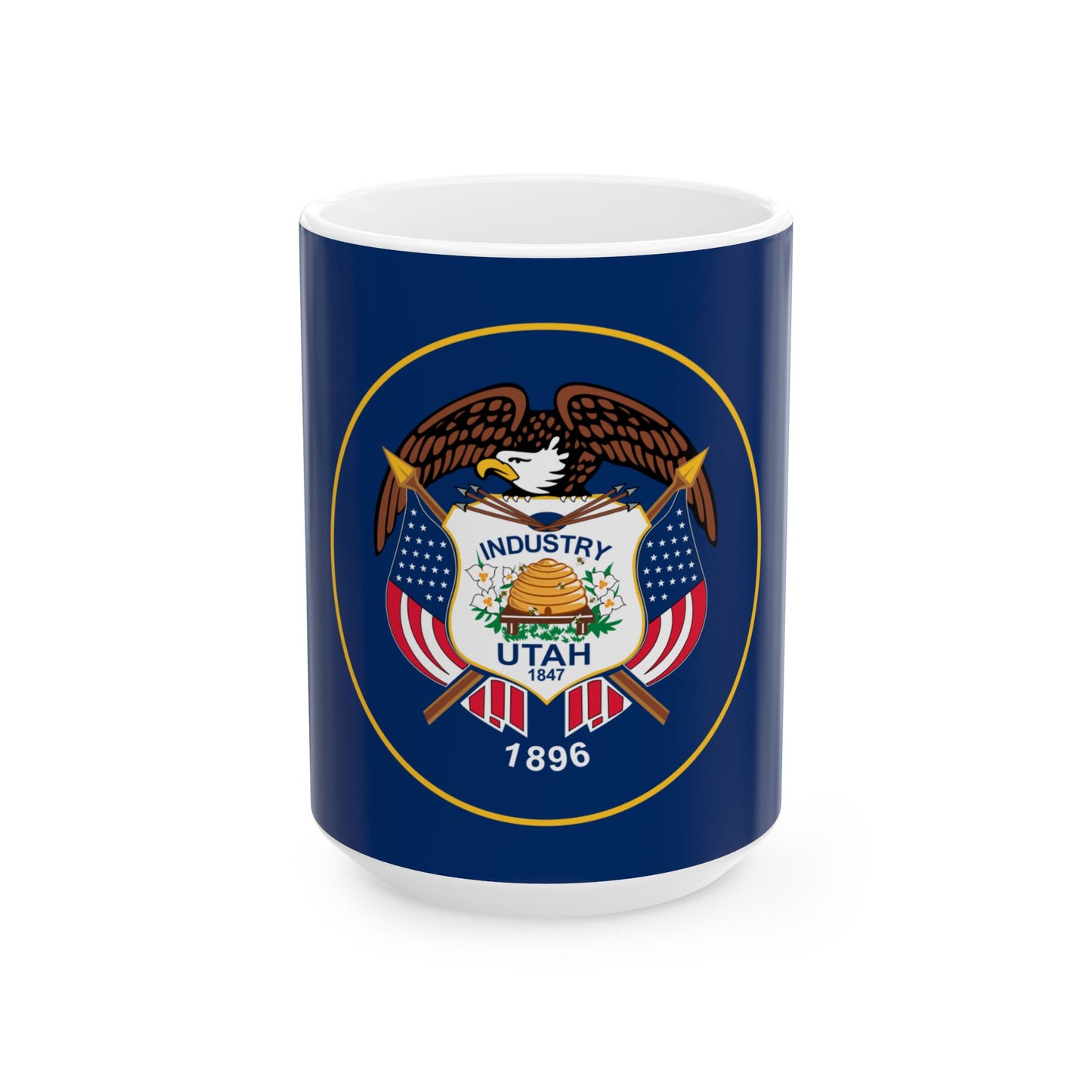 Flag of Utah 2011-2024 3-2 (United States) White Coffee Mug-15oz-Go Mug Yourself