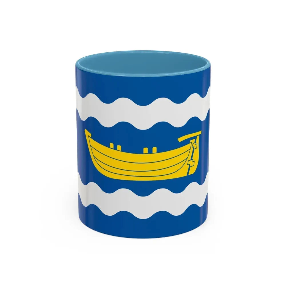 Flag of Uusimaa Finland - Accent Coffee Mug 11oz Light Blue - Go Mug Yourself