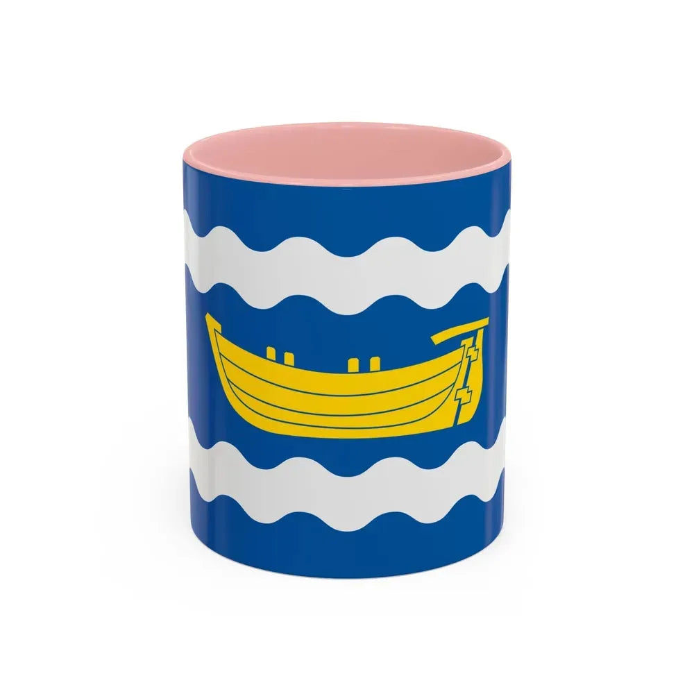 Flag of Uusimaa Finland - Accent Coffee Mug 11oz Pink - Go Mug Yourself