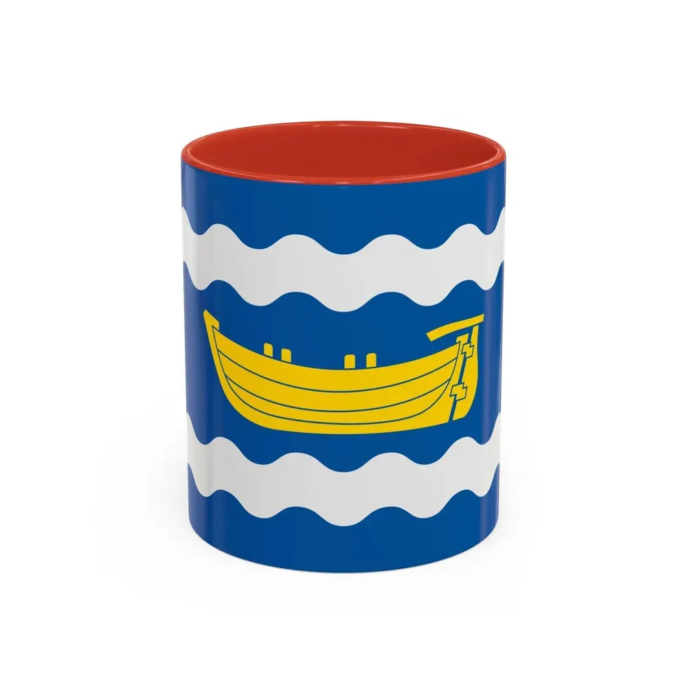Flag of Uusimaa Finland - Accent Coffee Mug 11oz Red - Go Mug Yourself