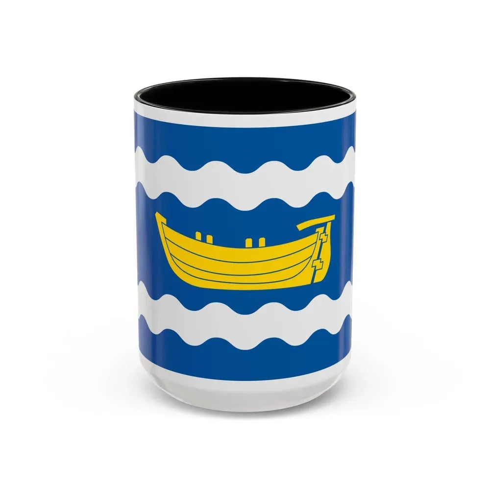 Flag of Uusimaa Finland - Accent Coffee Mug 15oz Black - Go Mug Yourself