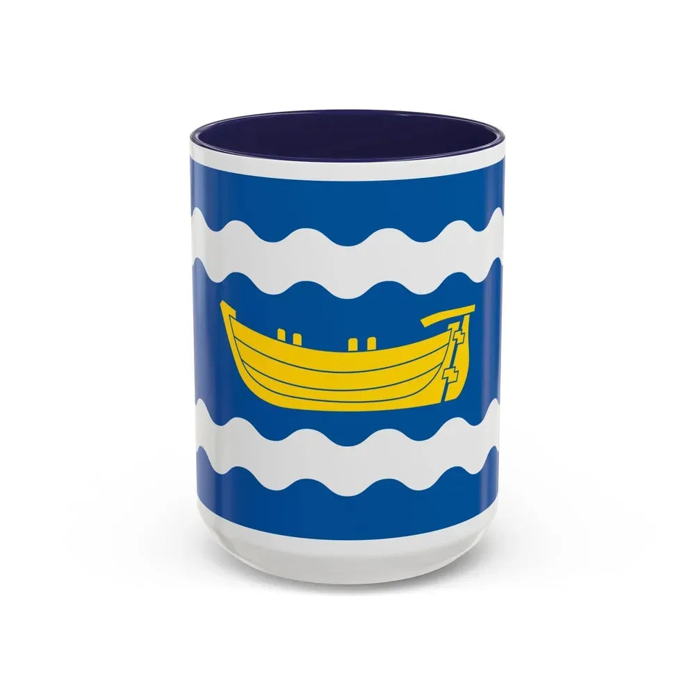 Flag of Uusimaa Finland - Accent Coffee Mug 15oz Navy - Go Mug Yourself
