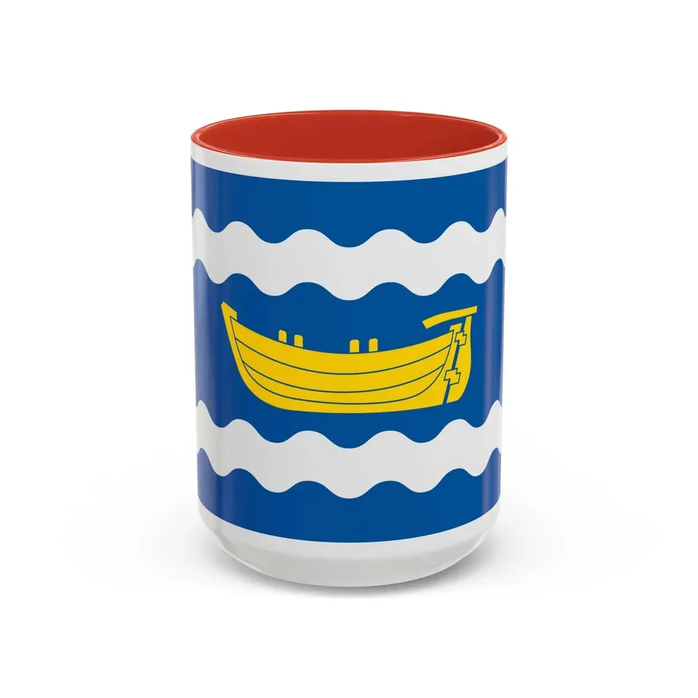 Flag of Uusimaa Finland - Accent Coffee Mug 15oz Red - Go Mug Yourself
