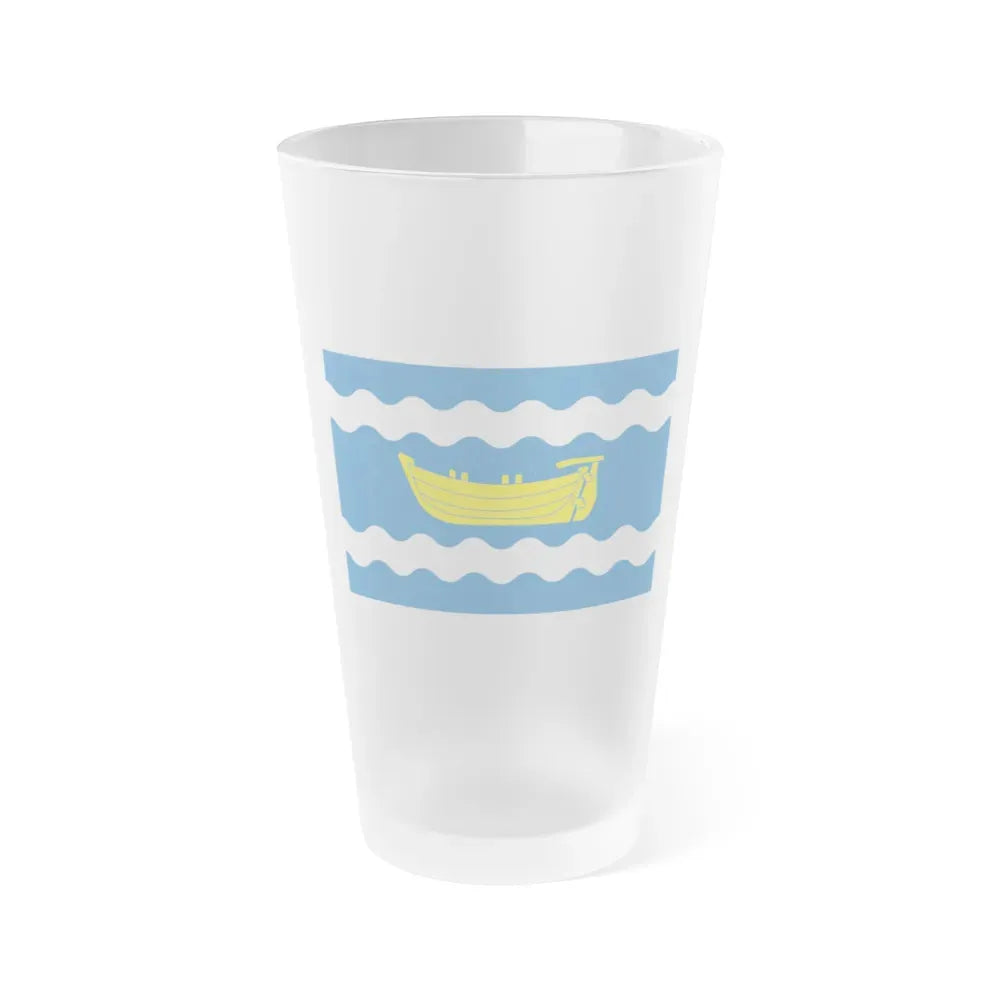 Flag of Uusimaa Finland - Frosted Pint Glass 16oz 16oz Frosted - Go Mug Yourself