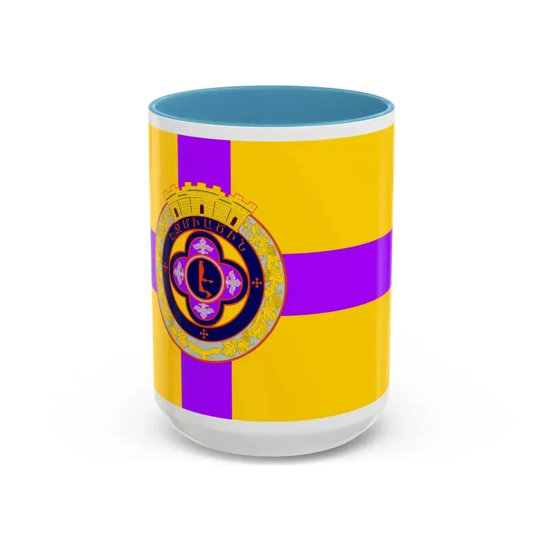 Flag of Vagharshapat Armenia - Accent Coffee Mug 15oz Light Blue - Go Mug Yourself