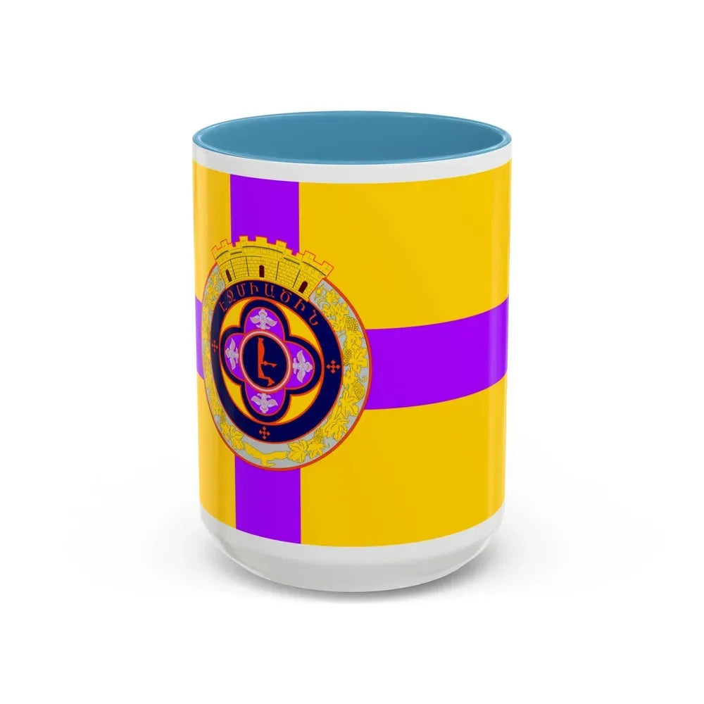 Flag of Vagharshapat Armenia - Accent Coffee Mug 15oz Light Blue - Go Mug Yourself