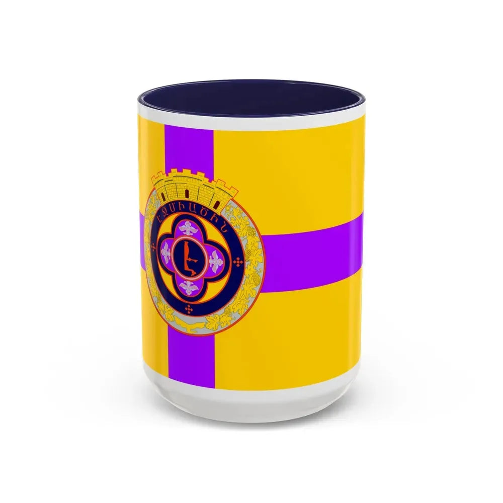 Flag of Vagharshapat Armenia - Accent Coffee Mug 15oz Navy - Go Mug Yourself
