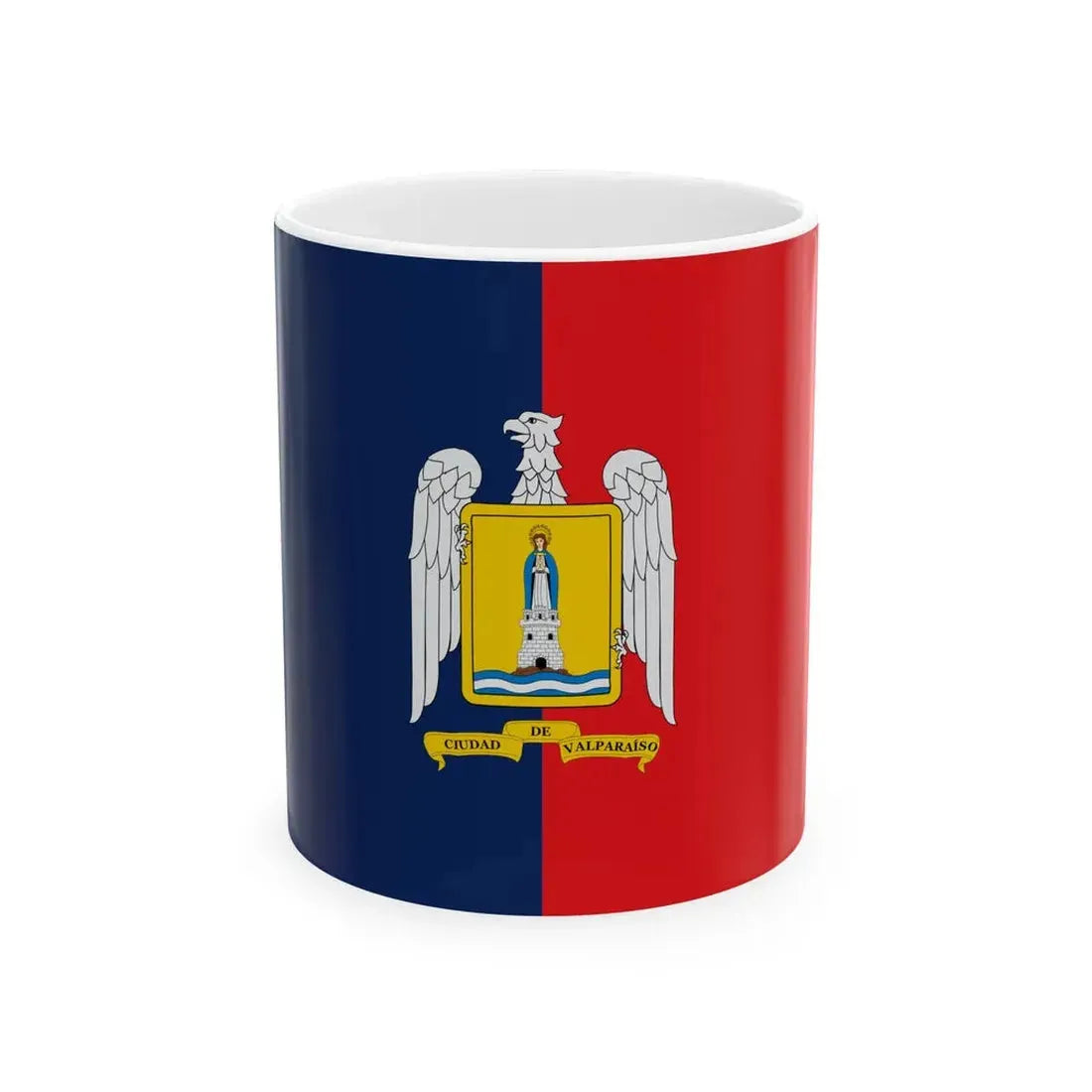 Flag of Valparaiso Chile (Chile) White Coffee Mug 11oz - Go Mug Yourself