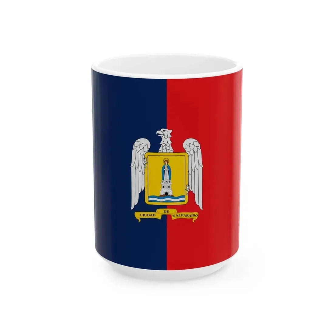 Flag of Valparaiso Chile (Chile) White Coffee Mug 15oz - Go Mug Yourself