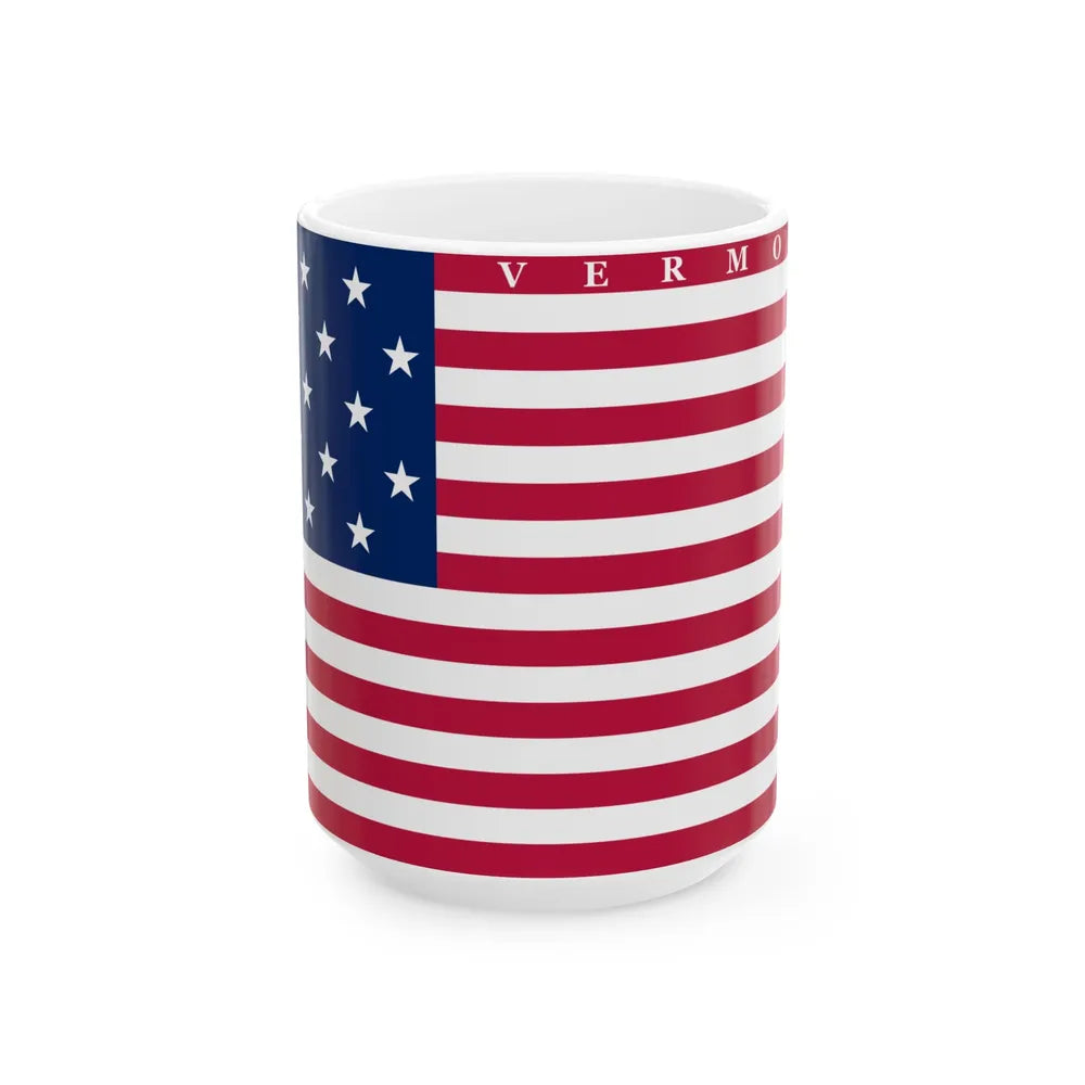 Flag of Vermont 1804-1837 (United States) White Coffee Mug 15oz - Go Mug Yourself