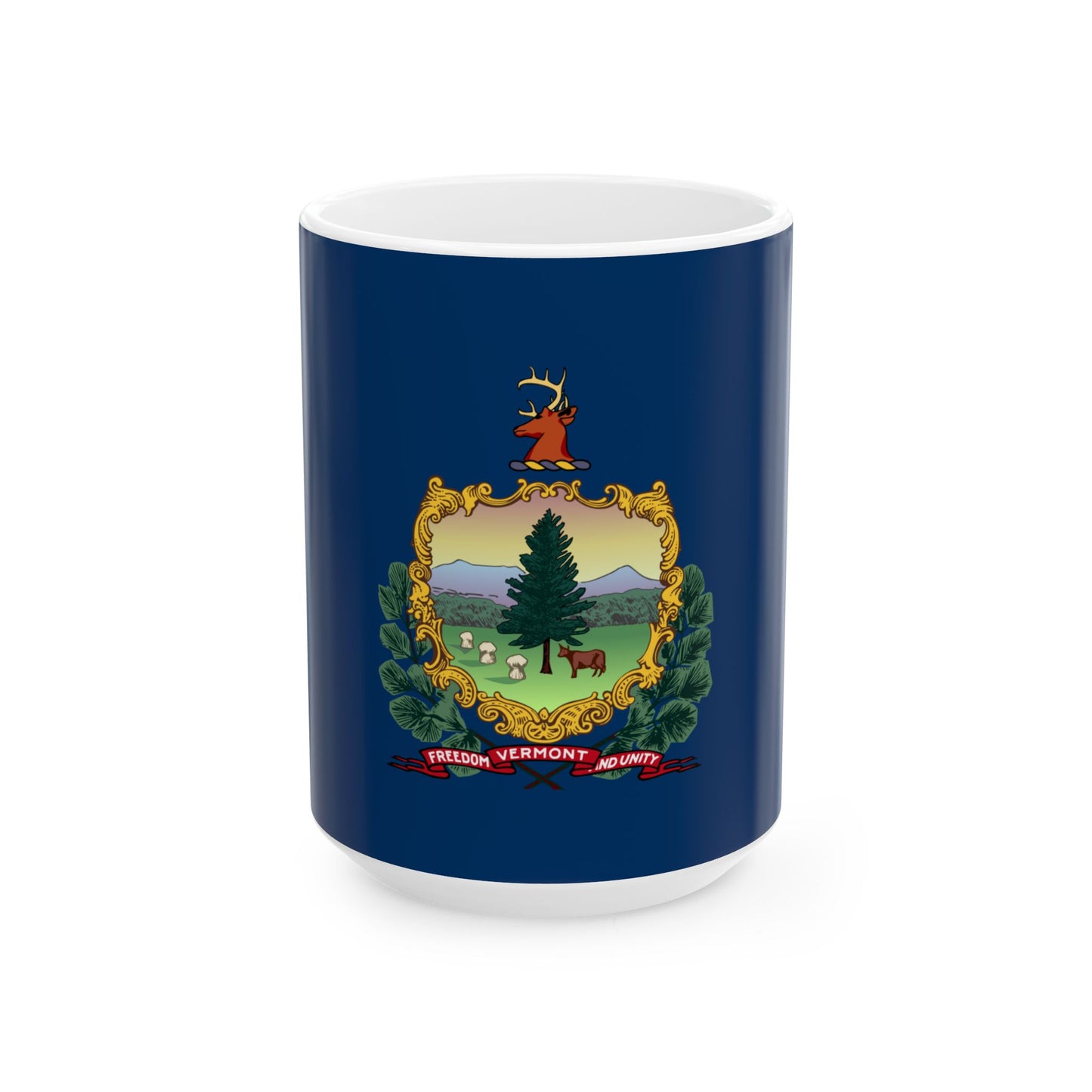 Flag of Vermont 3-2 (United States) White Coffee Mug-15oz-Go Mug Yourself