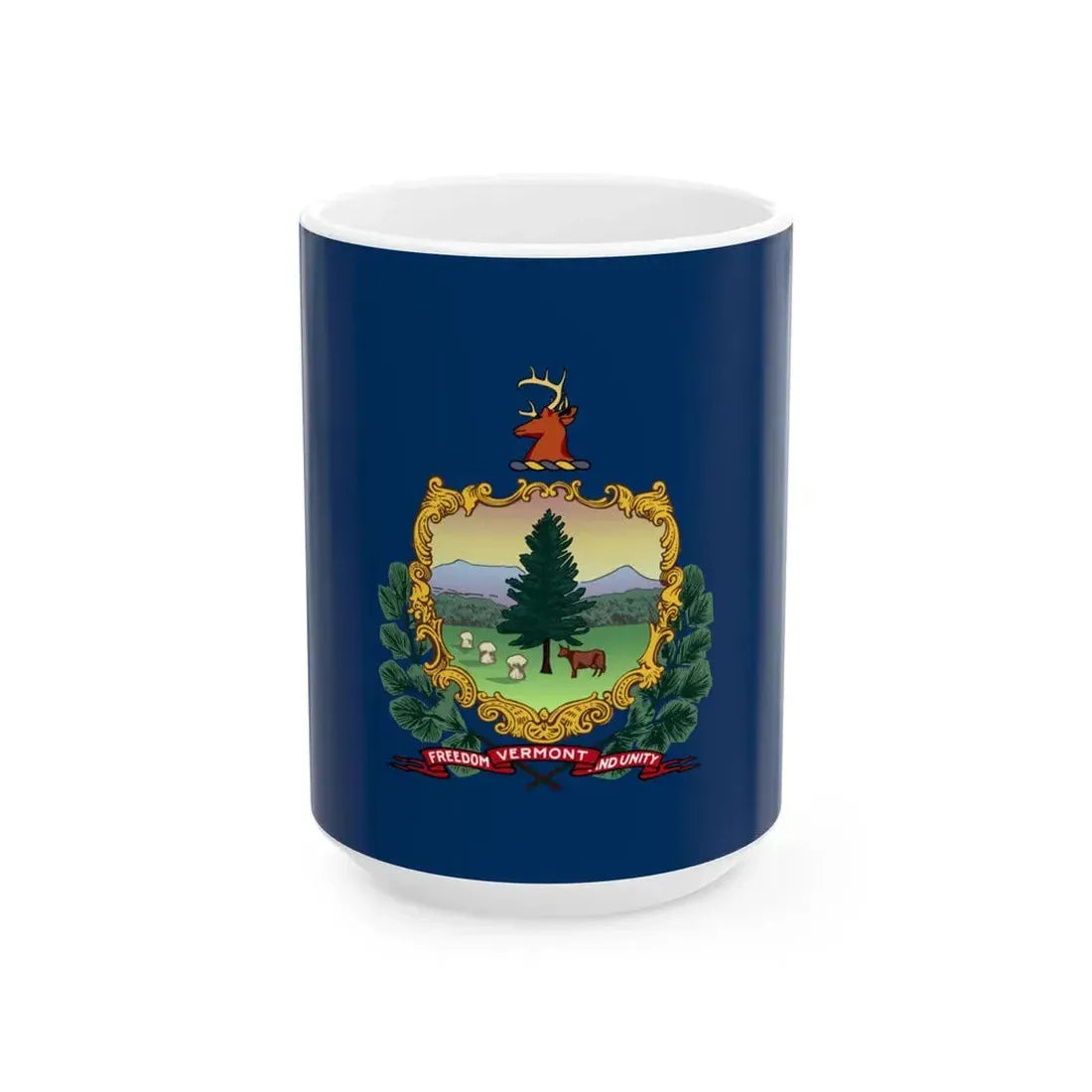 Flag of Vermont 3-2 (United States) White Coffee Mug 15oz - Go Mug Yourself
