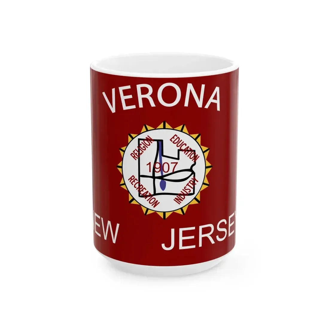 Flag of Verona New Jersey (United States) White Coffee Mug 15oz - Go Mug Yourself
