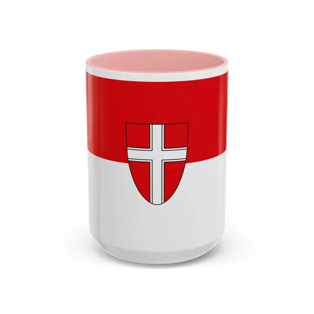 Flag of Vienna Wien Austria - Accent Coffee Mug 15oz Pink - Go Mug Yourself