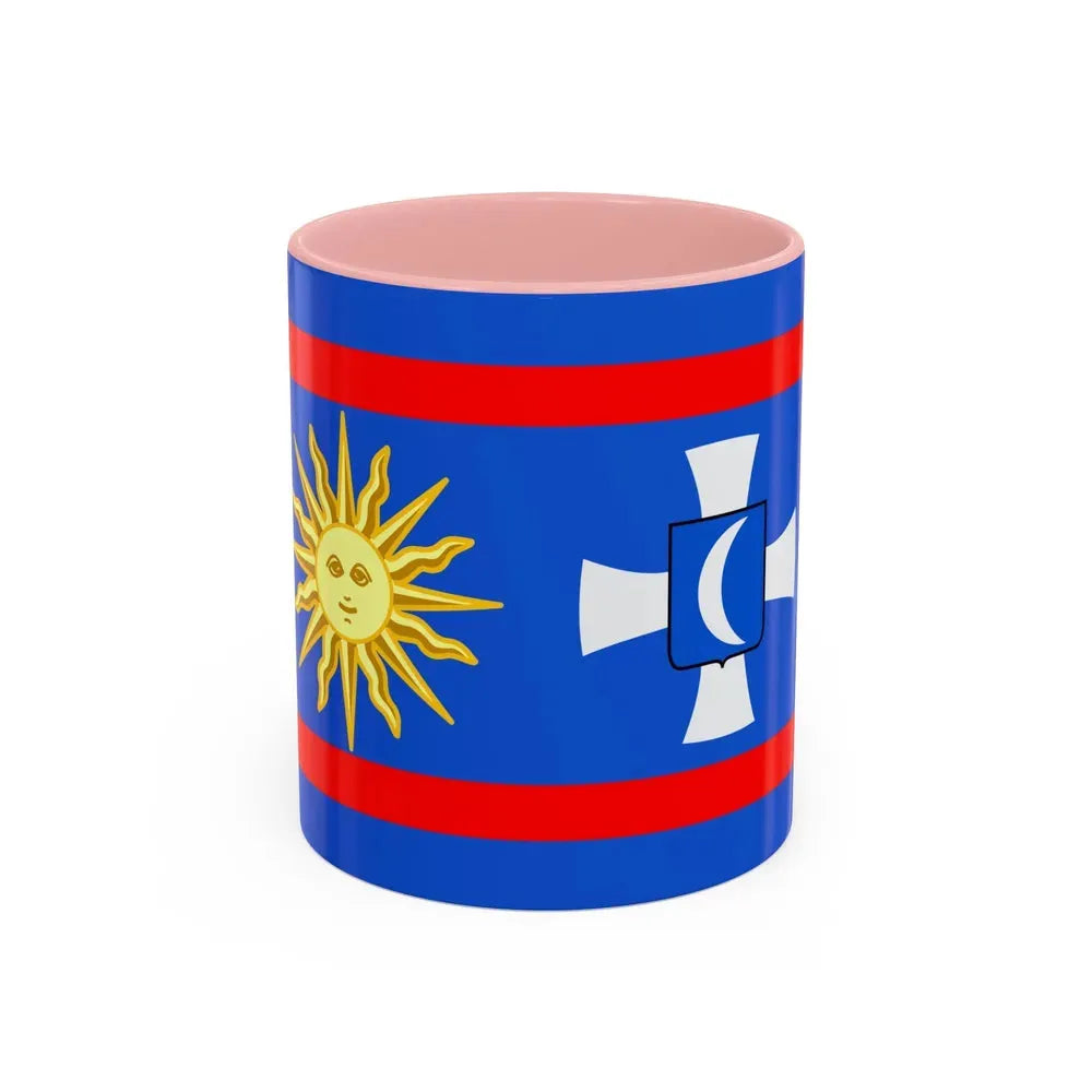 Flag of Vinnytsia Oblast Ukraine - Accent Coffee Mug 11oz Pink - Go Mug Yourself