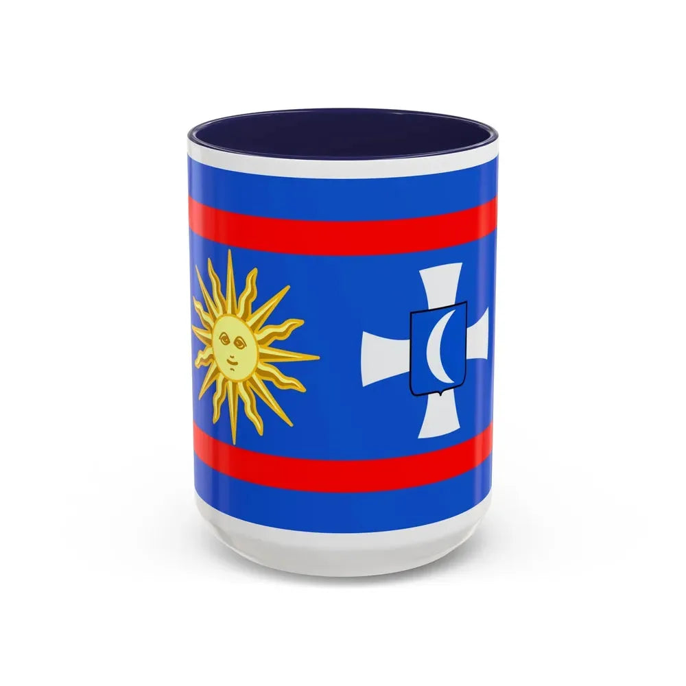 Flag of Vinnytsia Oblast Ukraine - Accent Coffee Mug 15oz Navy - Go Mug Yourself