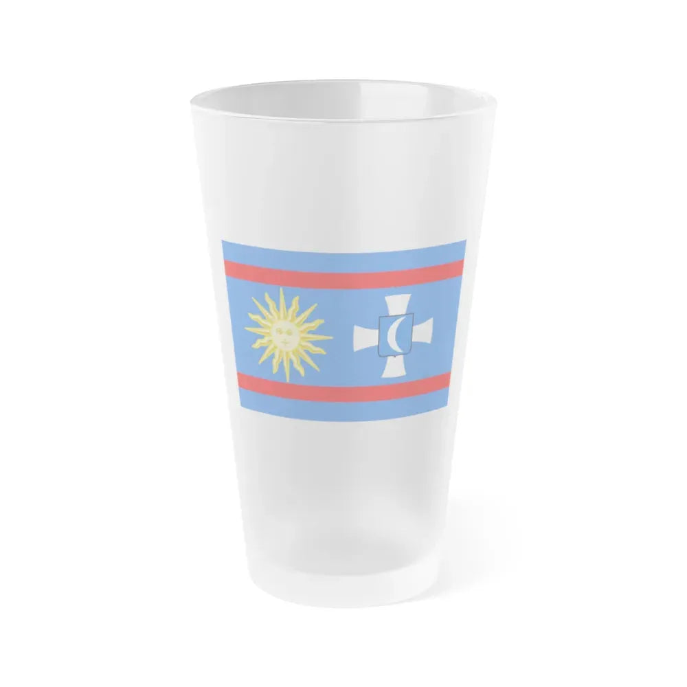 Flag of Vinnytsia Oblast Ukraine - Frosted Pint Glass 16oz 16oz Frosted - Go Mug Yourself