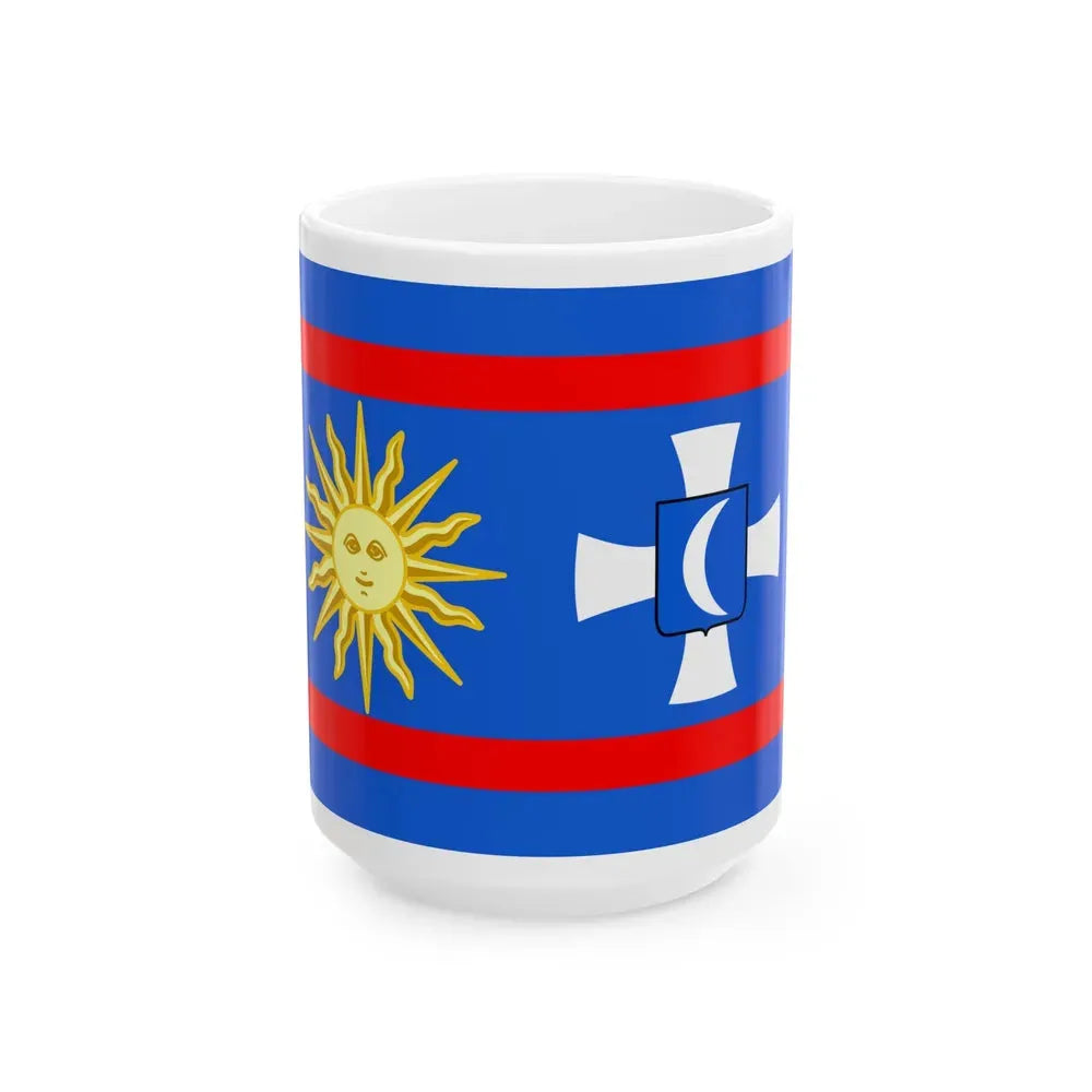 Flag of Vinnytsia Oblast Ukraine - White Coffee Mug 15oz - Go Mug Yourself