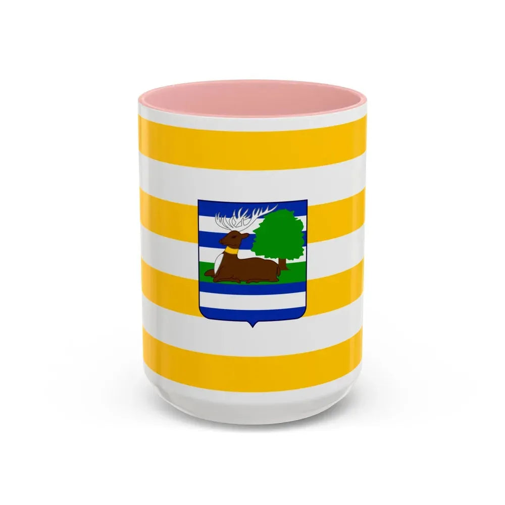 Flag of Vukovar Srijem County Croatia - Accent Coffee Mug 15oz Pink - Go Mug Yourself