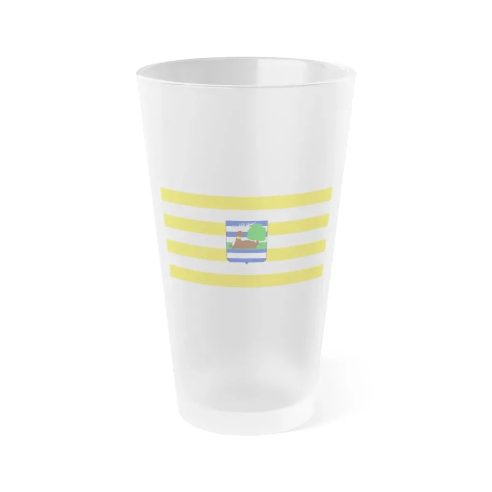 Flag of Vukovar Srijem County Croatia - Frosted Pint Glass 16oz 16oz Frosted - Go Mug Yourself