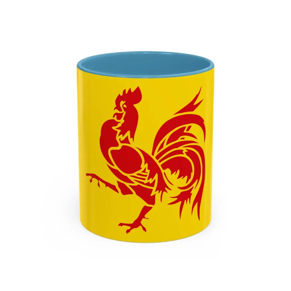 Flag of Wallonia the French Community and Walloon Region Belgium - Accent Coffee Mug 11oz Light Blue - Go Mug Yourself