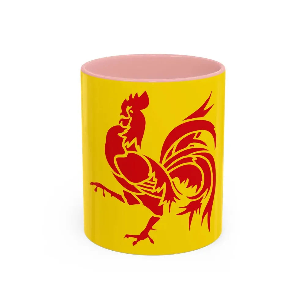 Flag of Wallonia the French Community and Walloon Region Belgium - Accent Coffee Mug 11oz Pink - Go Mug Yourself
