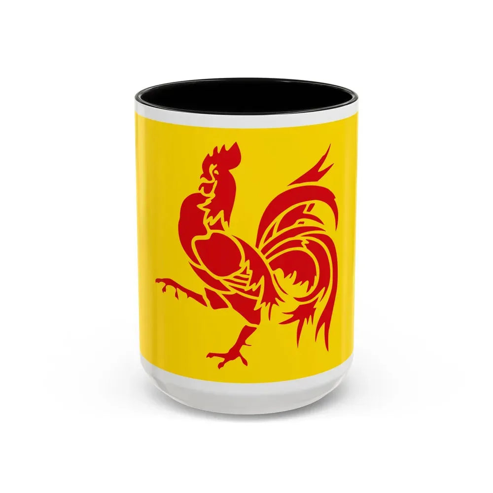 Flag of Wallonia the French Community and Walloon Region Belgium - Accent Coffee Mug 15oz Black - Go Mug Yourself