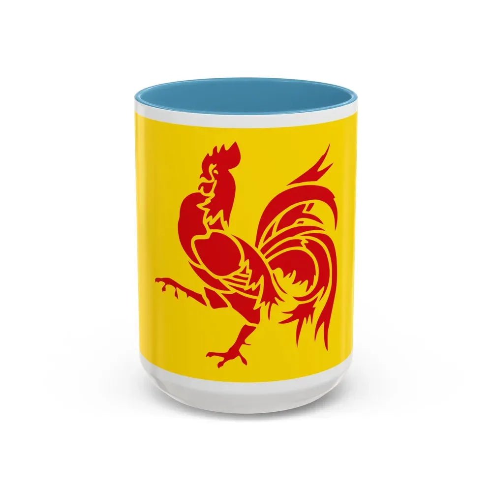 Flag of Wallonia the French Community and Walloon Region Belgium - Accent Coffee Mug 15oz Light Blue - Go Mug Yourself