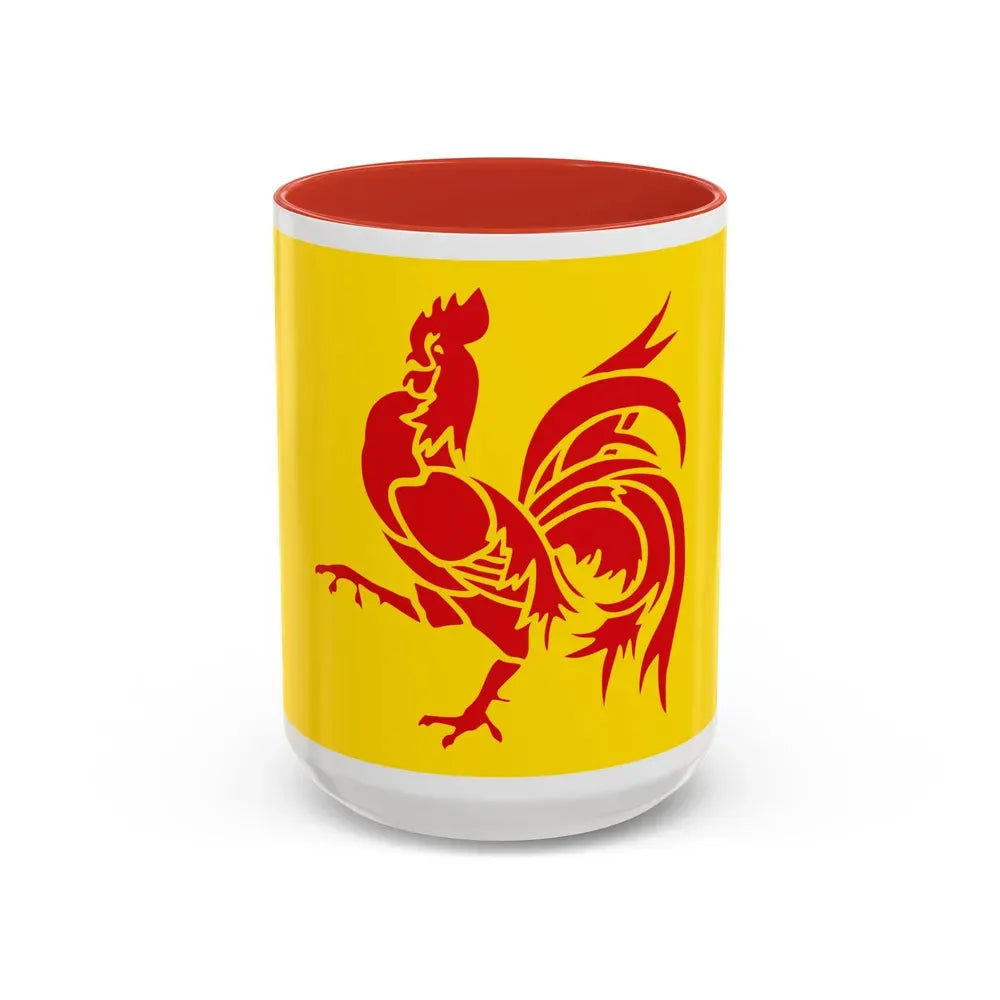 Flag of Wallonia the French Community and Walloon Region Belgium - Accent Coffee Mug 15oz Red - Go Mug Yourself