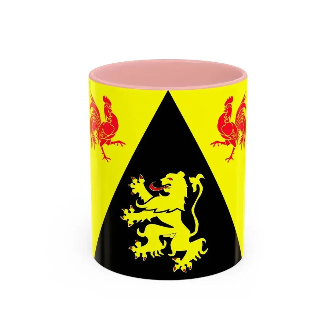 Flag of Walloon Brabant Belgium - Accent Coffee Mug 11oz Pink - Go Mug Yourself