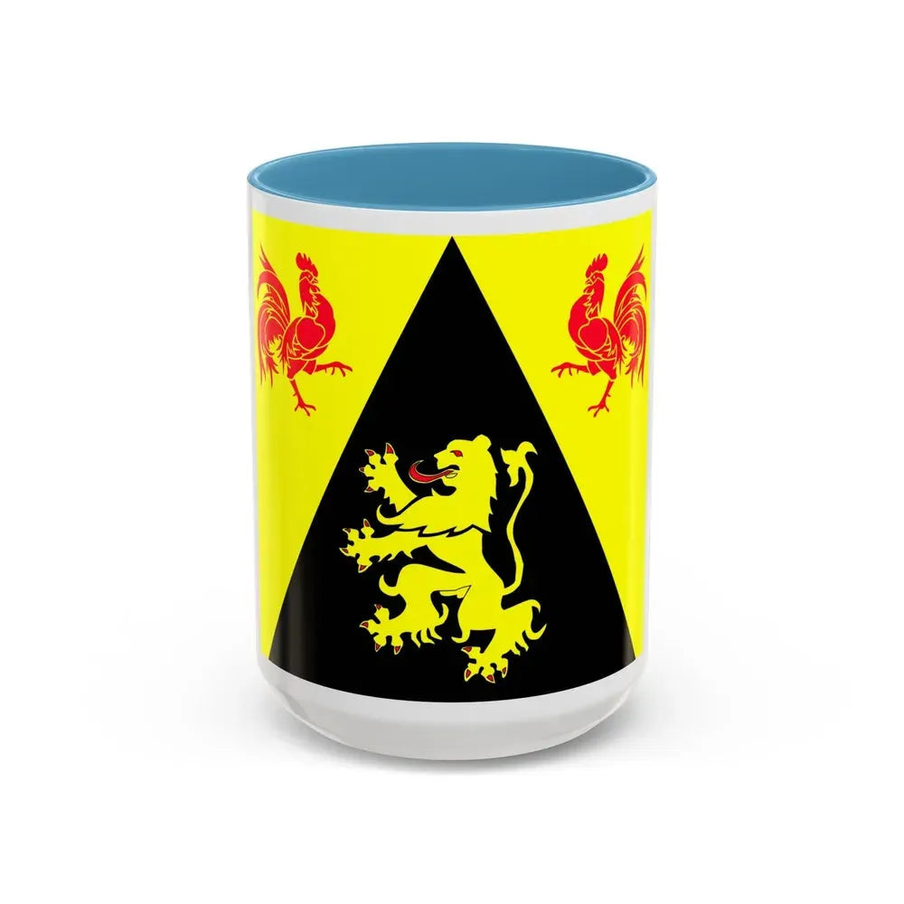 Flag of Walloon Brabant Belgium - Accent Coffee Mug 15oz Light Blue - Go Mug Yourself