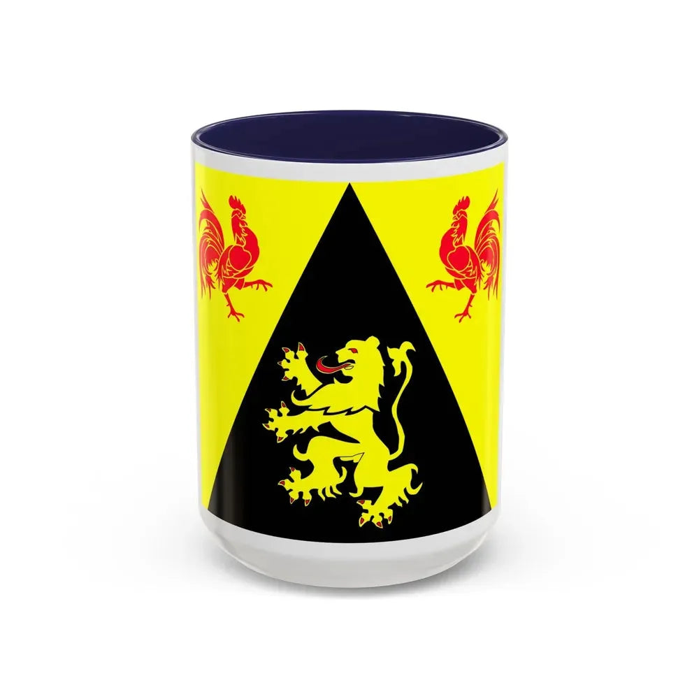 Flag of Walloon Brabant Belgium - Accent Coffee Mug 15oz Navy - Go Mug Yourself