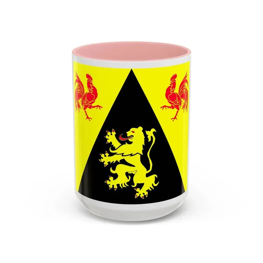 Flag of Walloon Brabant Belgium - Accent Coffee Mug 15oz Pink - Go Mug Yourself