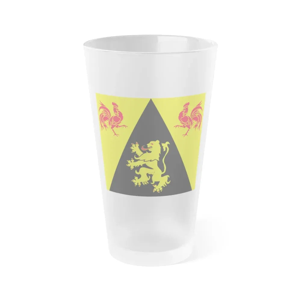 Flag of Walloon Brabant Belgium - Frosted Pint Glass 16oz 16oz Frosted - Go Mug Yourself