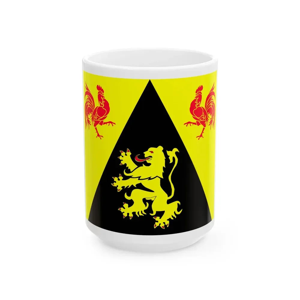 Flag of Walloon Brabant Belgium - White Coffee Mug 15oz - Go Mug Yourself