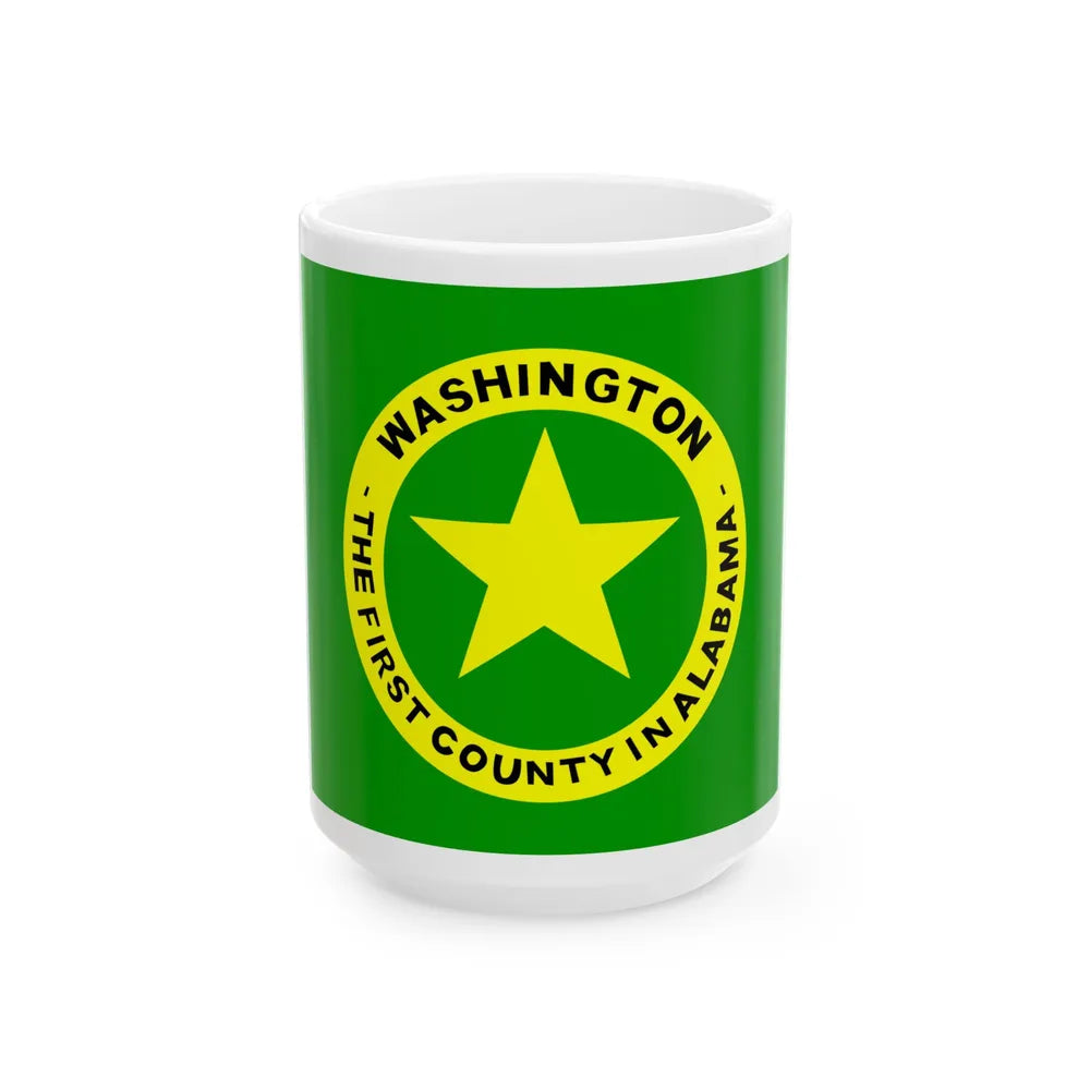 Flag of Washington County Alabama (United States) White Coffee Mug 15oz - Go Mug Yourself