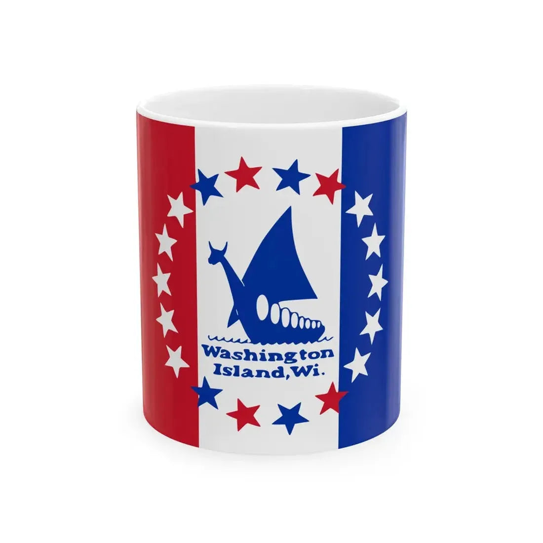 Flag of Washington Island Wisconsin (United States) White Coffee Mug 11oz - Go Mug Yourself