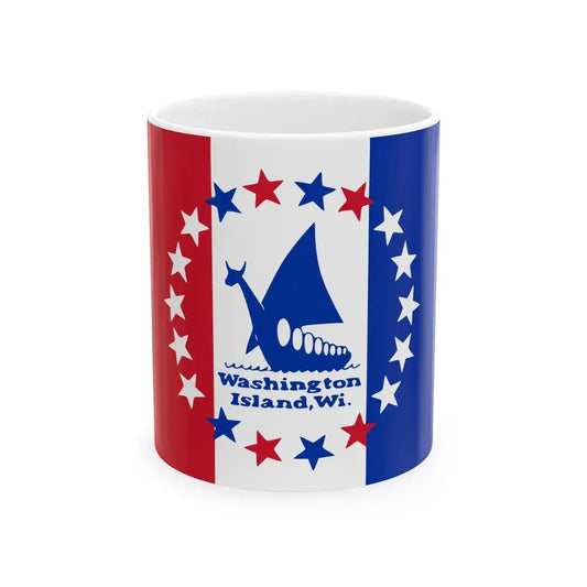 Flag of Washington Island Wisconsin (United States) White Coffee Mug 11oz - Go Mug Yourself