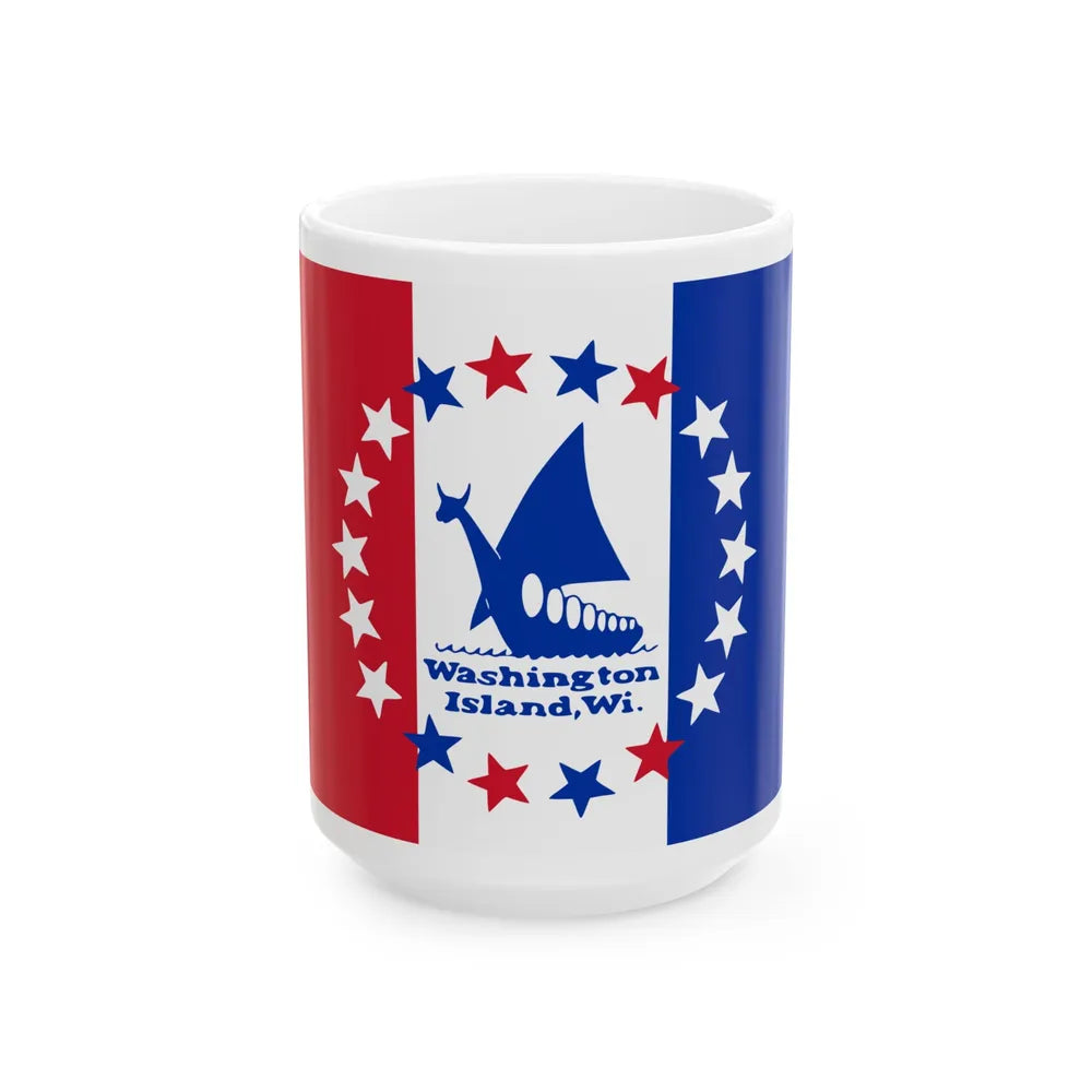 Flag of Washington Island Wisconsin (United States) White Coffee Mug 15oz - Go Mug Yourself