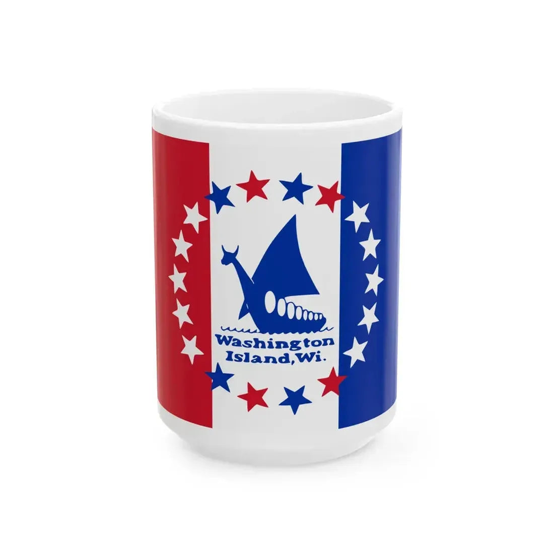Flag of Washington Island Wisconsin (United States) White Coffee Mug 15oz - Go Mug Yourself