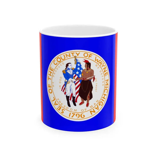 Flag of Wayne County Michigan (United States) White Coffee Mug 11oz - Go Mug Yourself