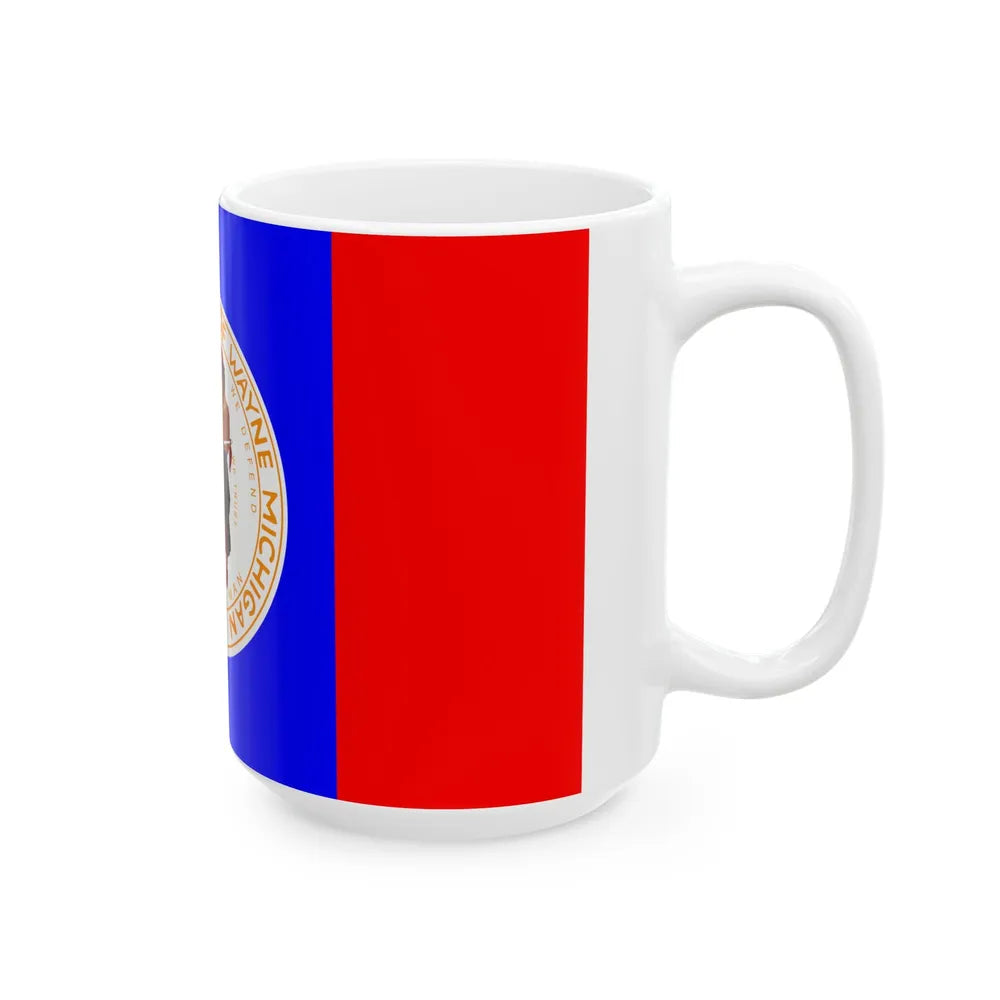 Flag of Wayne County Michigan (United States) White Coffee Mug - Go Mug Yourself