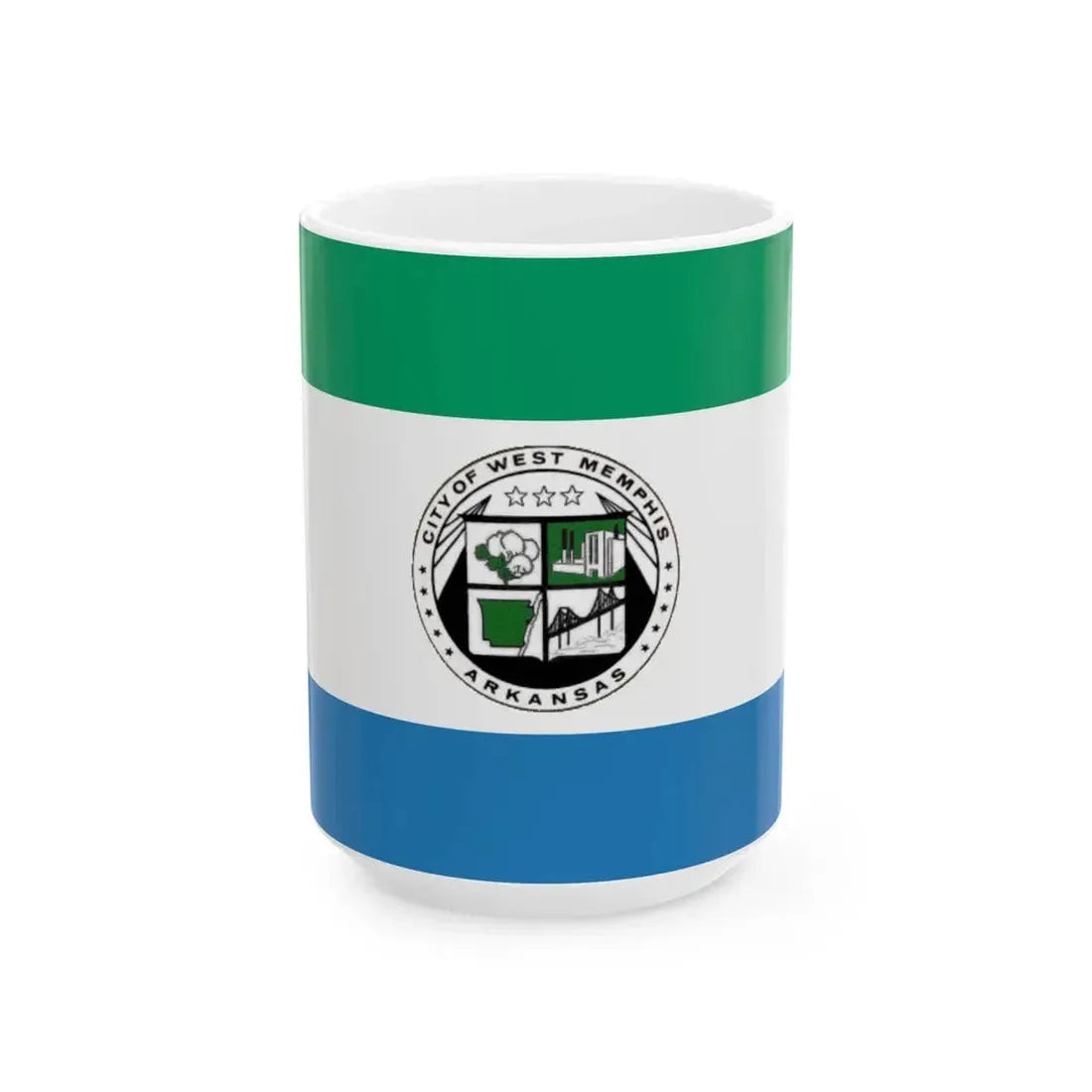Flag of West Memphis Arkansas (United States) White Coffee Mug 15oz - Go Mug Yourself